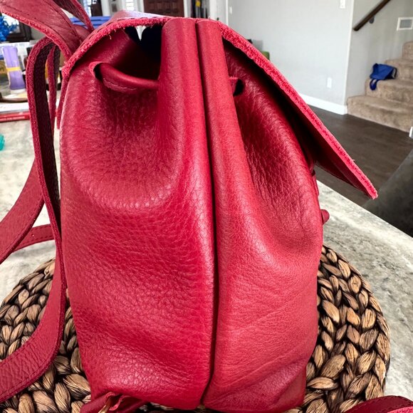 Portland Leather Goods Bucket Backpack Chili Red Excellent Condition